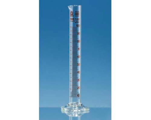 BRAND 31954 Цилиндр мерный Silberbrand Eterna, высокий, 500 мл, градуировка 5 мл, Boro 3.3, основа из стекла, 2 шт/упак