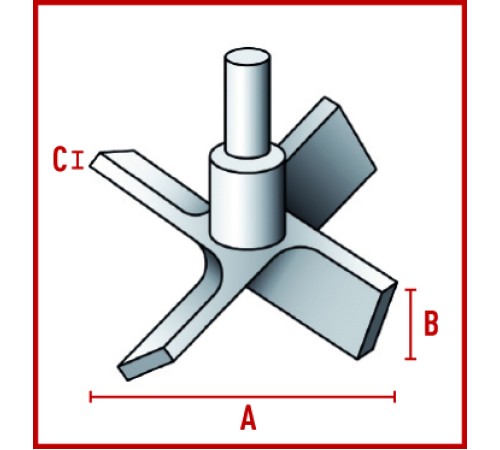 Перемешивающий элемент Bohlender пропеллерный, 4 лопасти, длина 800 мм, 140 х 22 х 6 мм, PTFE (Артикул C 484-40)